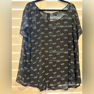 Torrid Black Bicycle Blouse, Size 3x